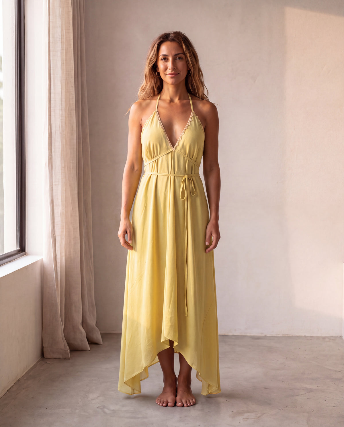 The Amalfi Dress in Limoncello, front view