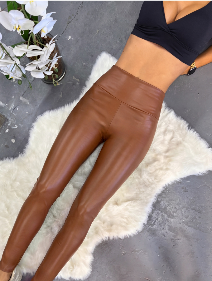 Vegan Leather Leggings - Mocha