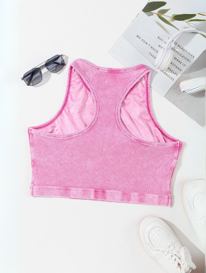Mineral Wash racer Back Crop Powdered Pink -