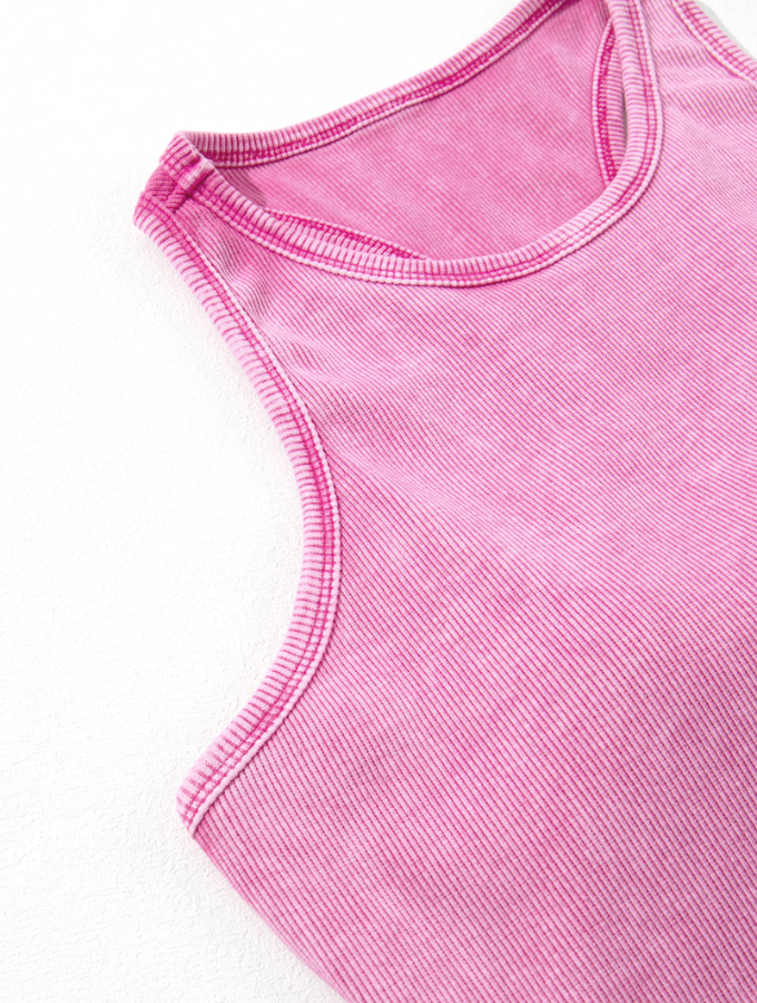 Mineral Wash racer Back Crop Powdered Pink -