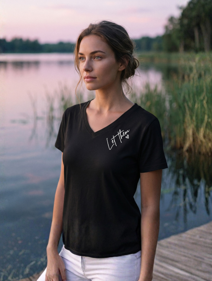 Let Them Tee - Vneck - Black