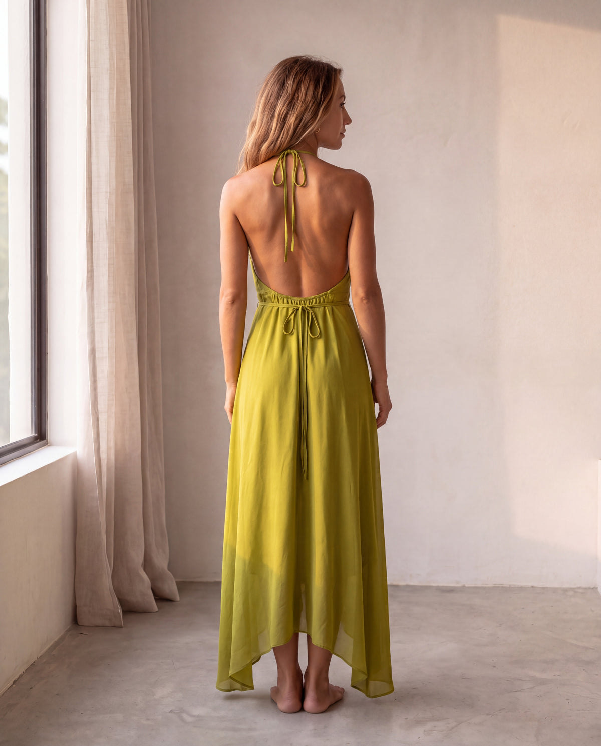 The Amalfi Dress in Oliva, open back