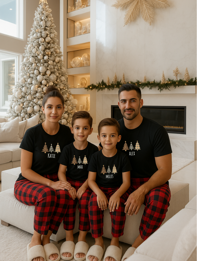 Midnight Evergreen Family Tee - Black Tee Set
