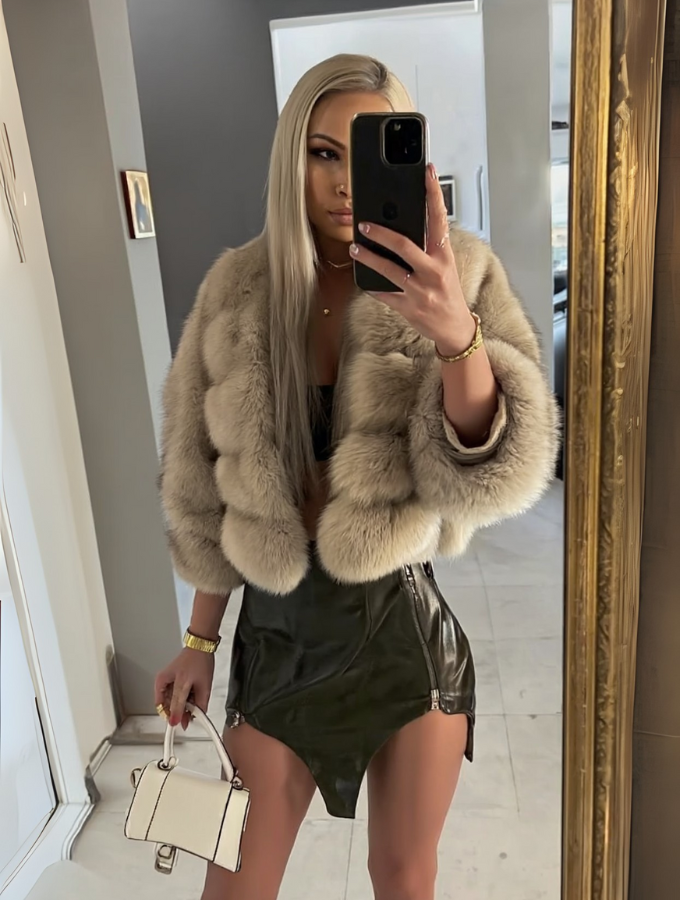Espresso Cropped Faux Fur Coat