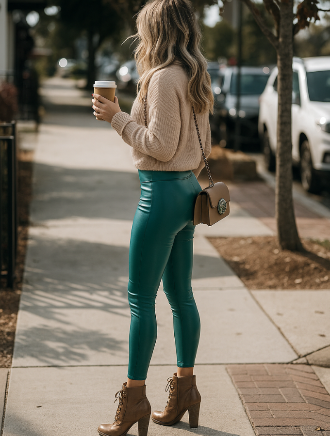 Vegan Leather Leggings - Jade