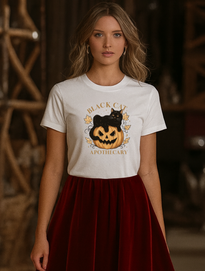 Black Cat Tee - White