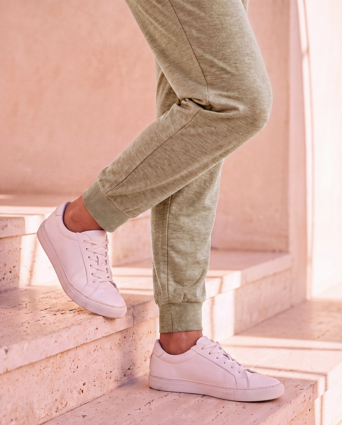 Luxe Lounge Set in Sand, jogger cuff detail