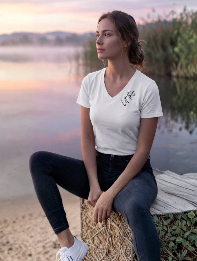 Let Them Tee - Vneck - White