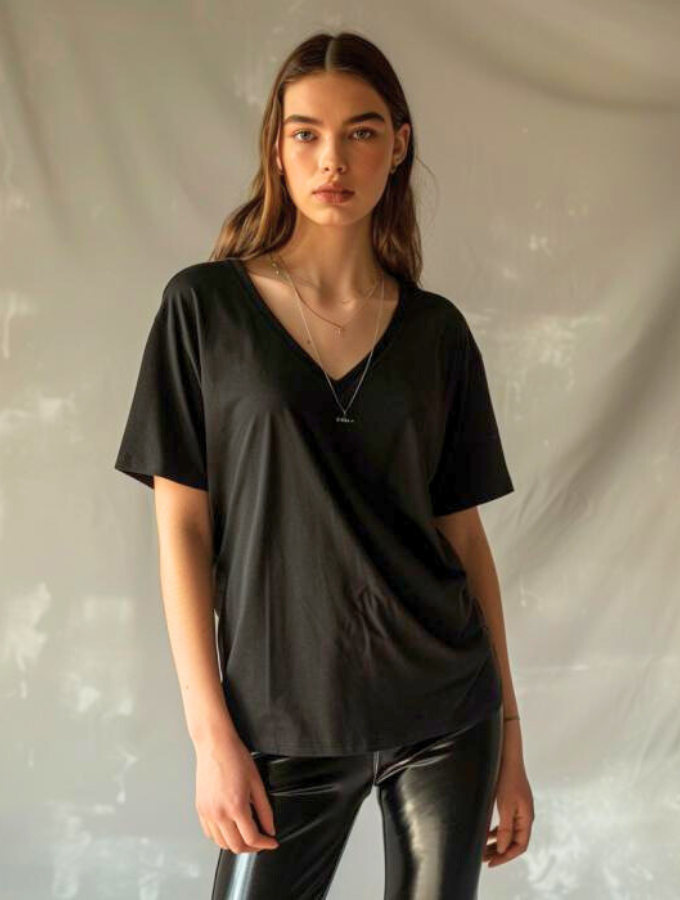 Let Them Tee - Vneck - Black