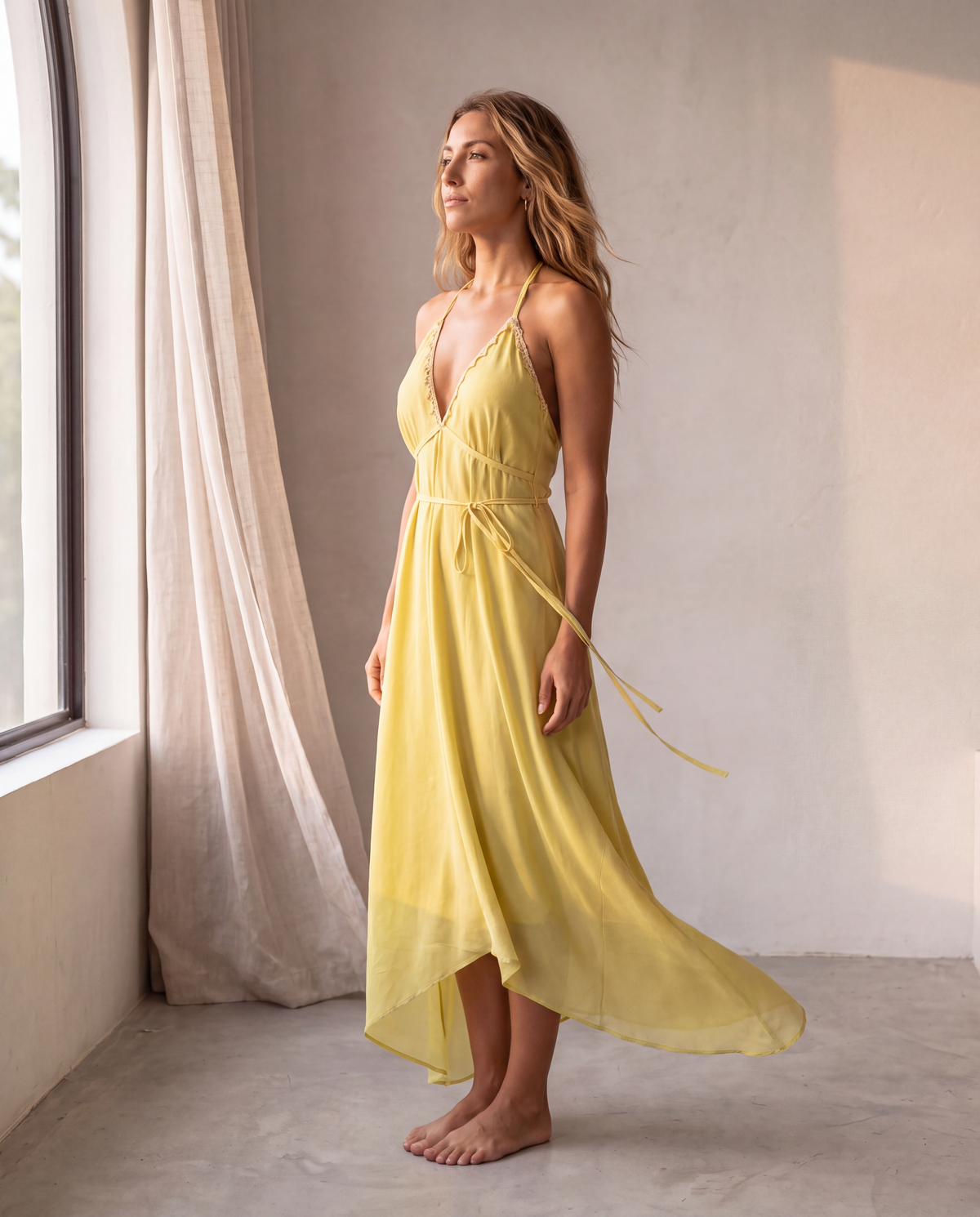 The Amalfi Dress in Limoncello, in movement