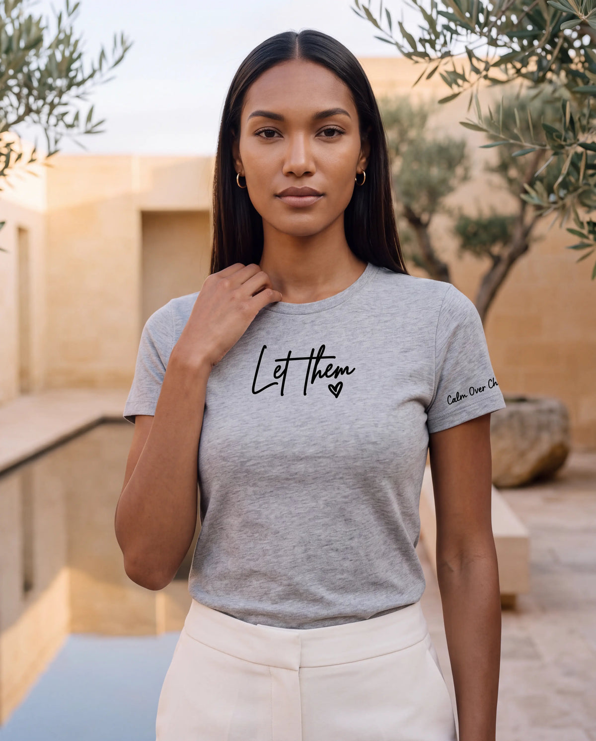 Let Them Tee round neck in grey