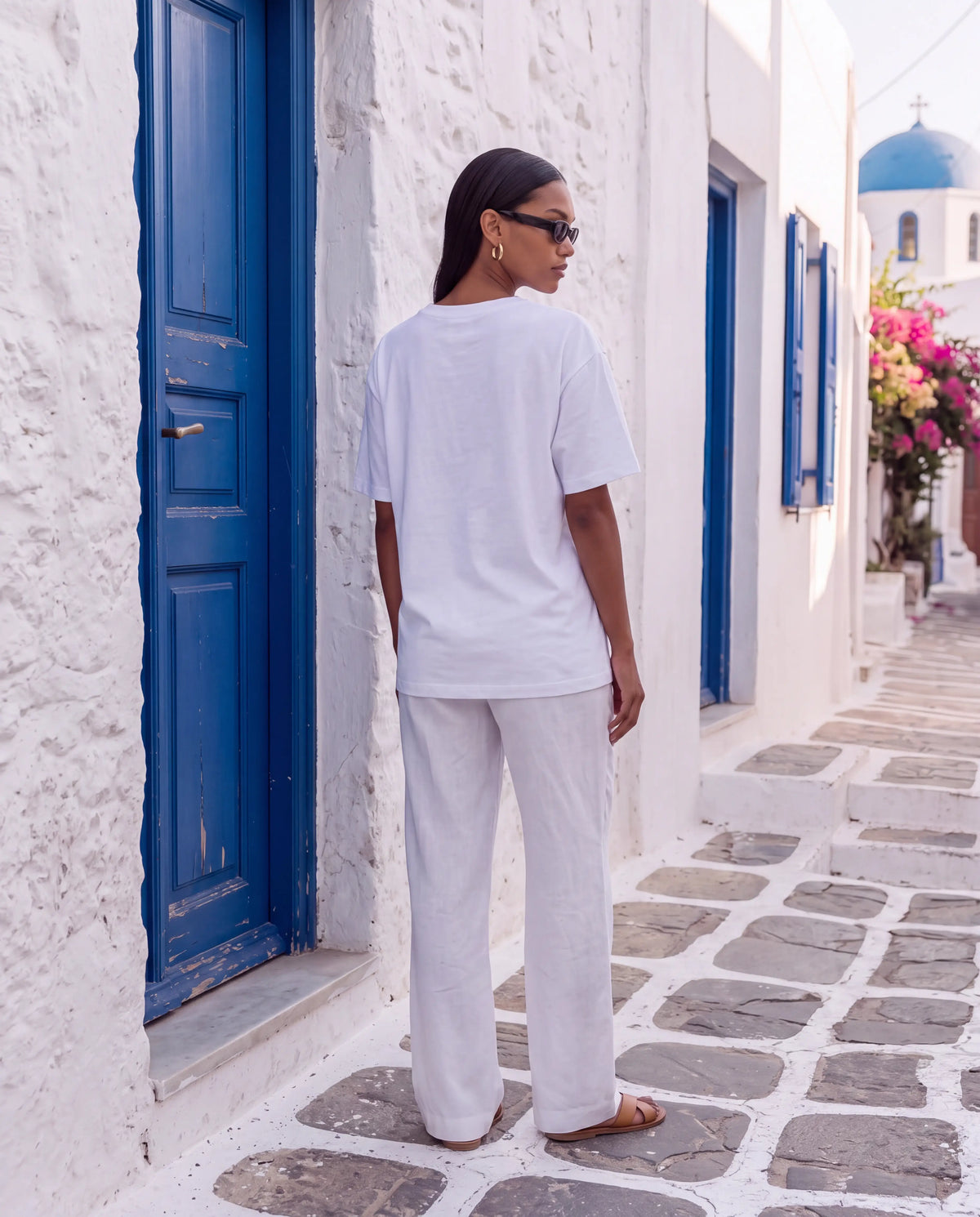 Mati Oversized Tee in White, back view