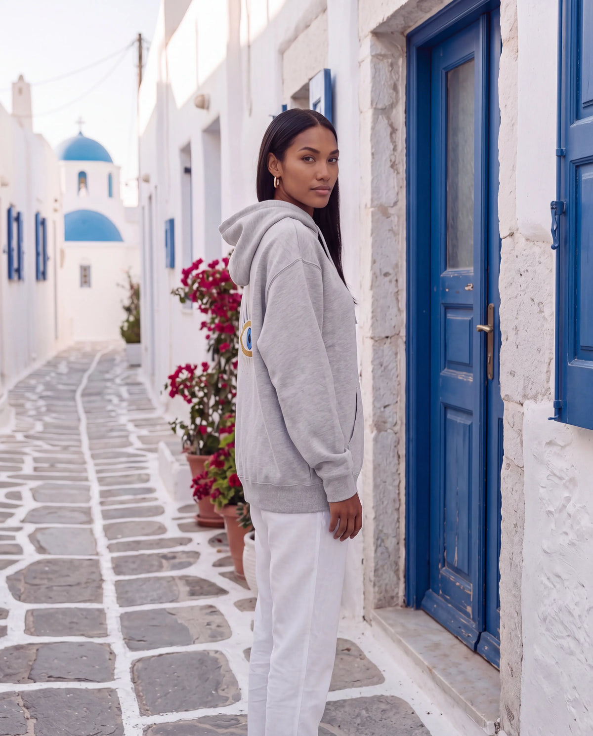Mati Hoodie in Grey, side view