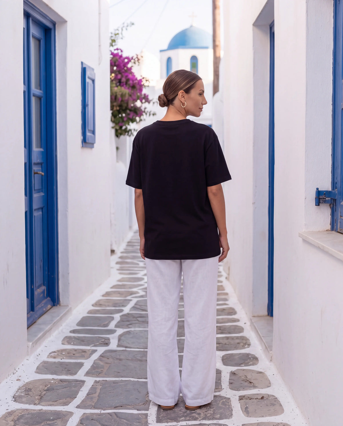 Optic Oversized Tee in Black, back view