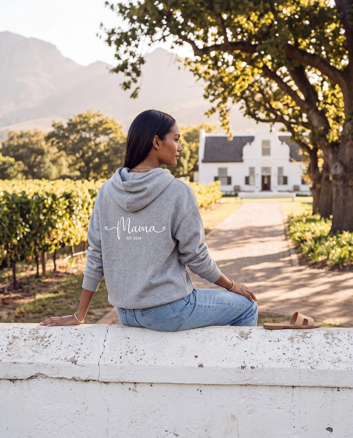 Mama Hoodie in Grey, back print