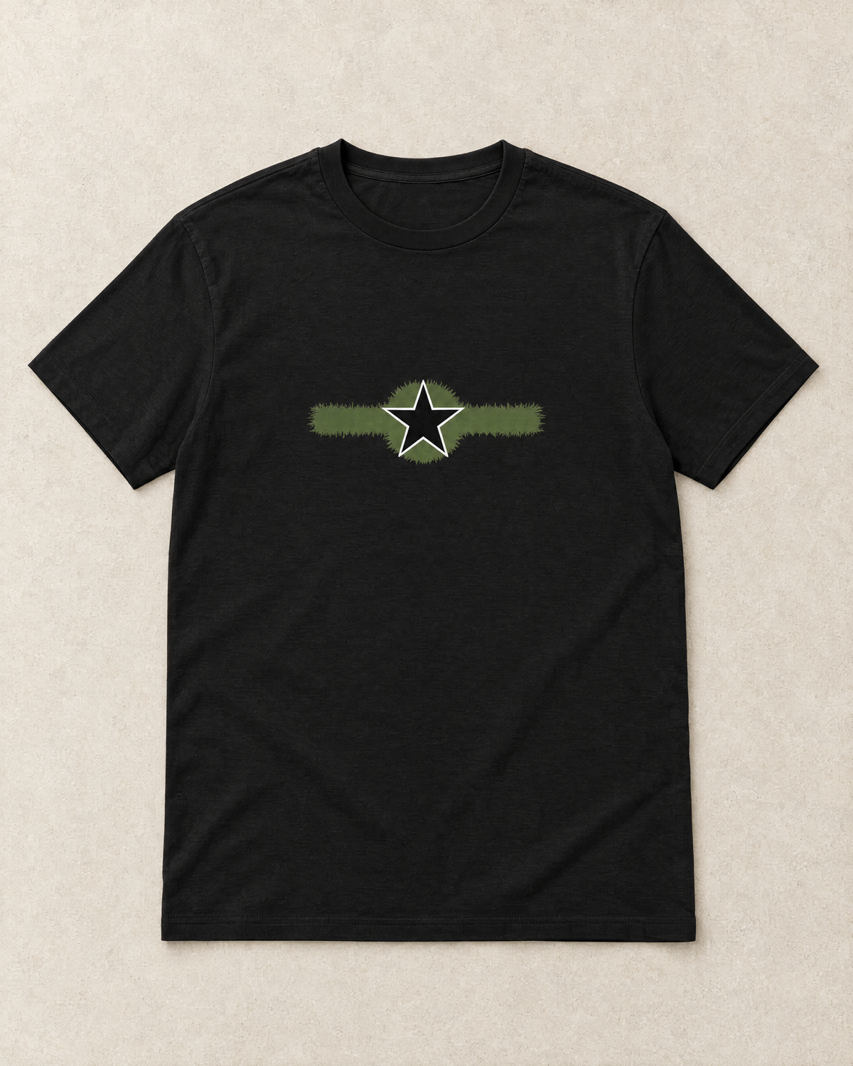 Combat Tee Black Round Neck Centre Chest print