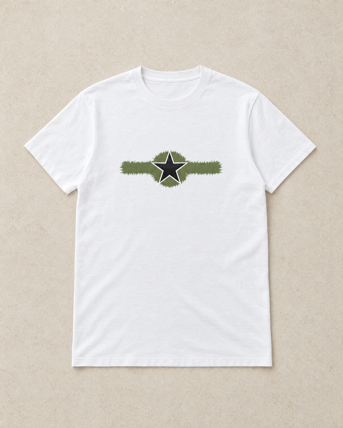 Combat Tee White Round Neck Centre Chest print