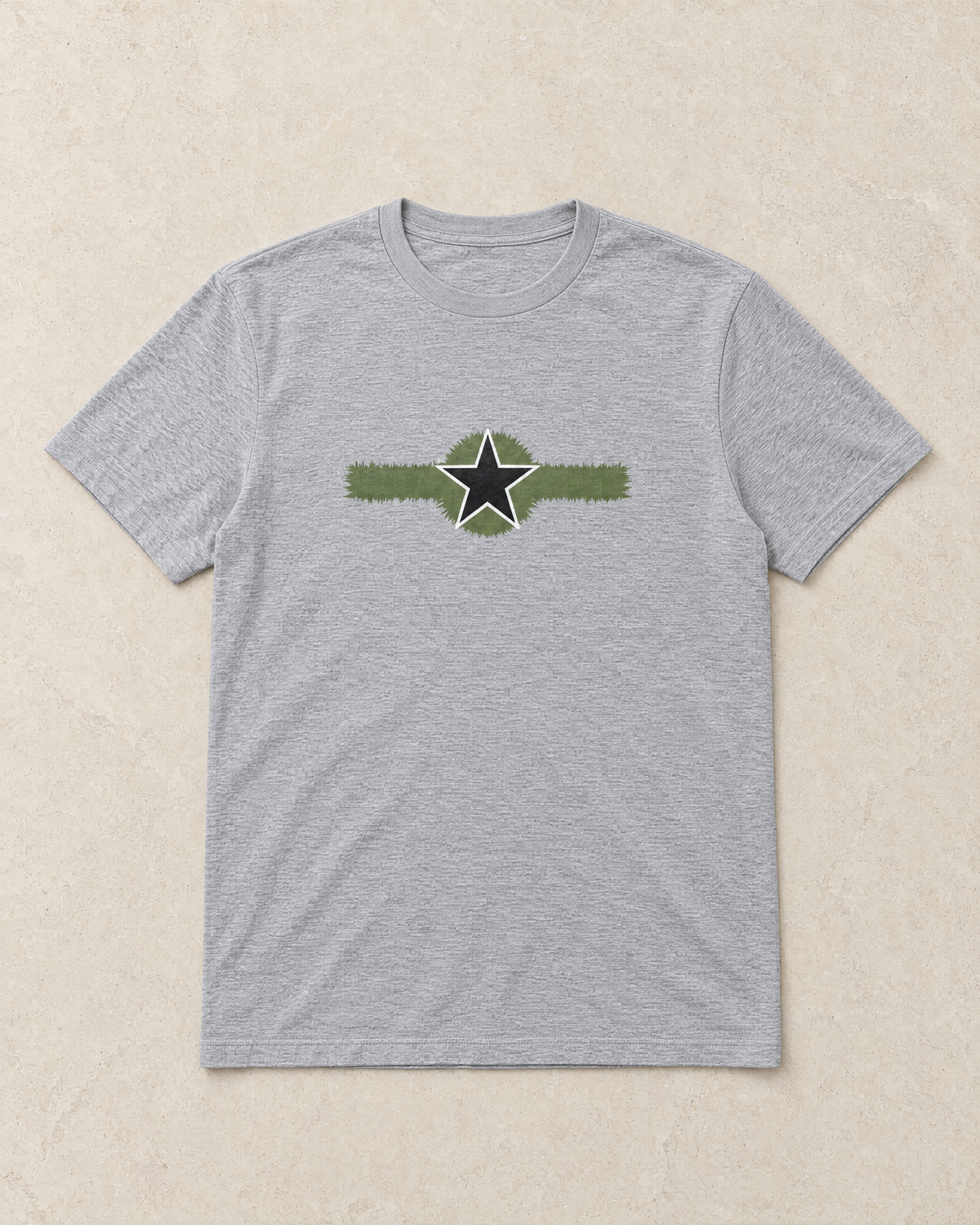 Combat Tee Grey Round Neck Centre Chest print