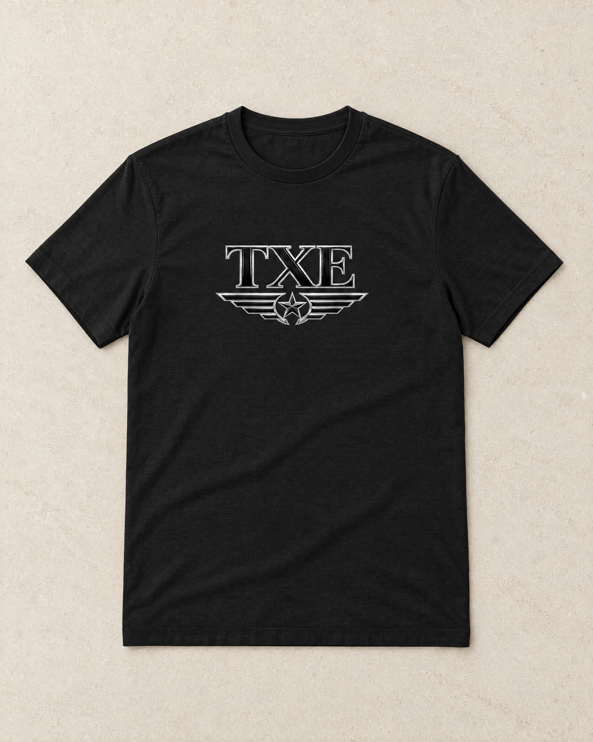 TxE Tee Black Round Neck Centre Chest print