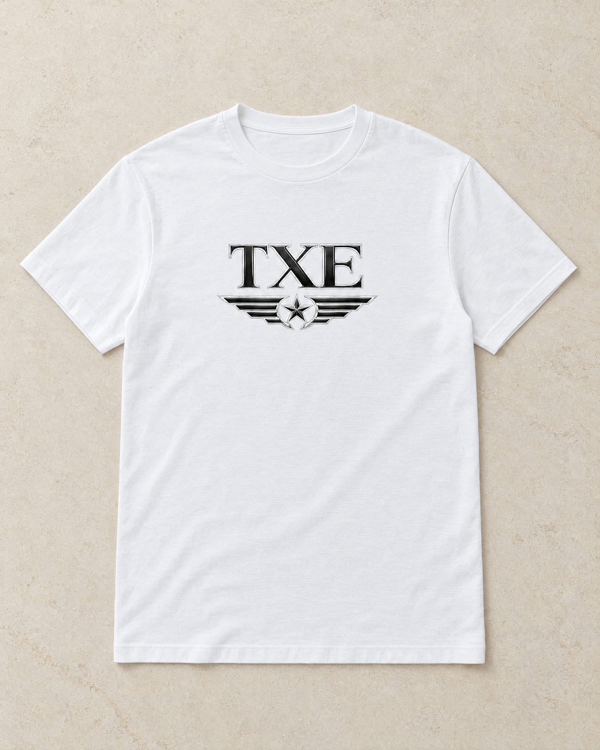 TxE Tee White Round Neck Centre Chest print