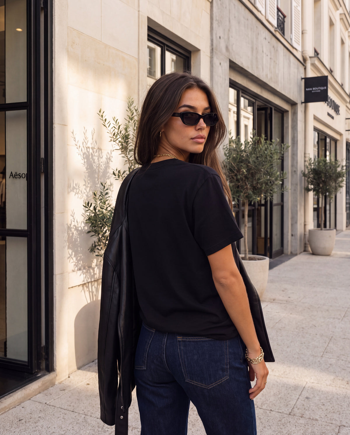 The Good Times Tee in Black, back view