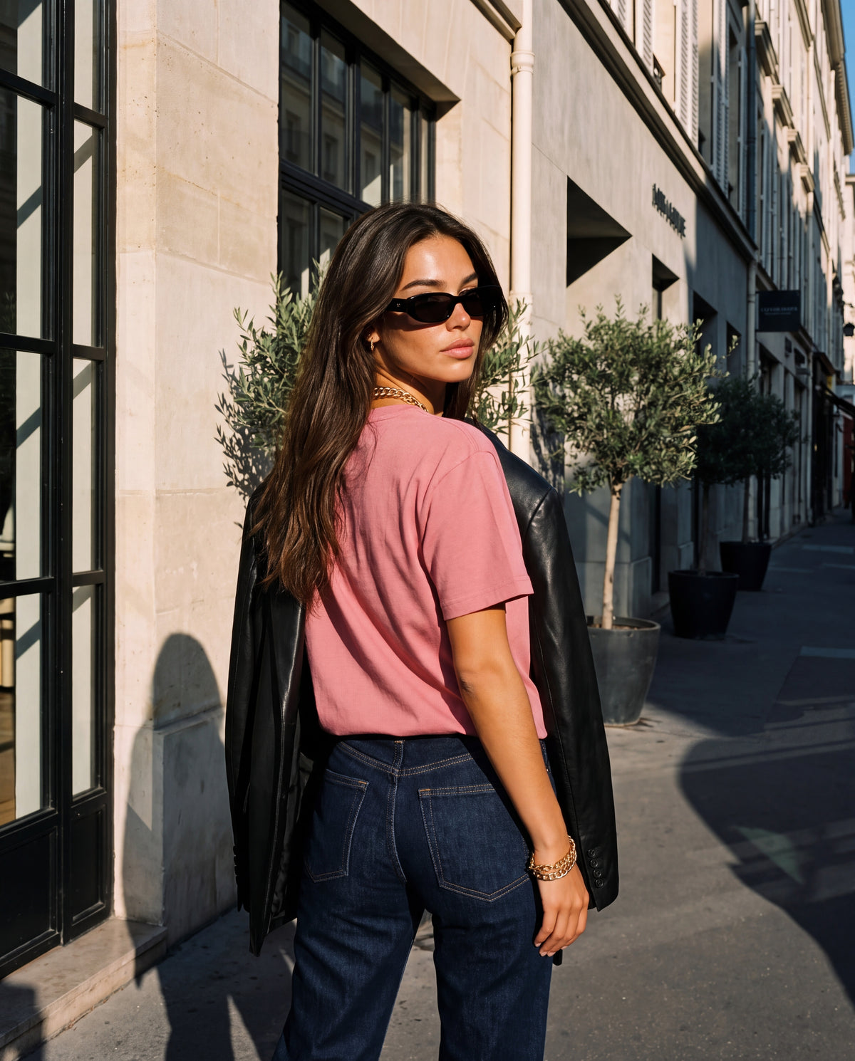 The Good Times Tee in Pink, back view