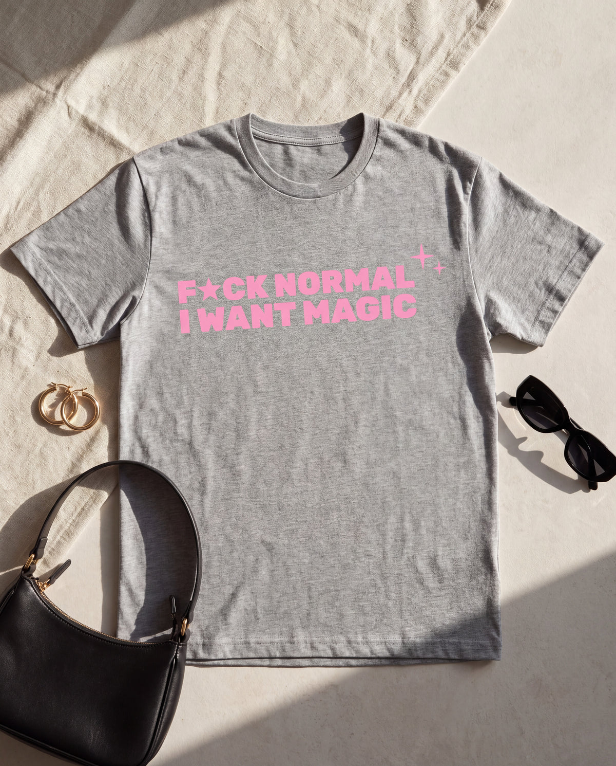 The Want Magic Tee in Grey flat lay
