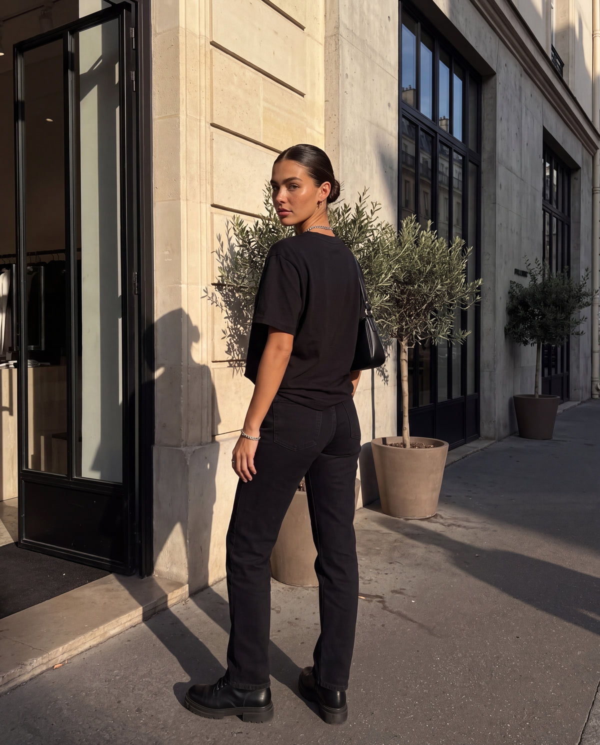 The Weirdo Tee in Black, back view